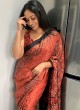 Anusha Nair Displays Elegant Maroon Ajrakh Print Saree